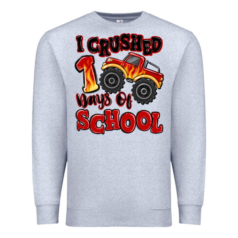 I Crushed 100 Days Of School Monster Truck Premium Sweatshirt by MaliasSmallBusiness | Teevron