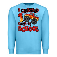 Ocean Blue i crushed 100 days of school monster truck Premium Sweatshirt - MaliasSmallBusiness