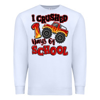 White i crushed 100 days of school monster truck Premium Sweatshirt - MaliasSmallBusiness