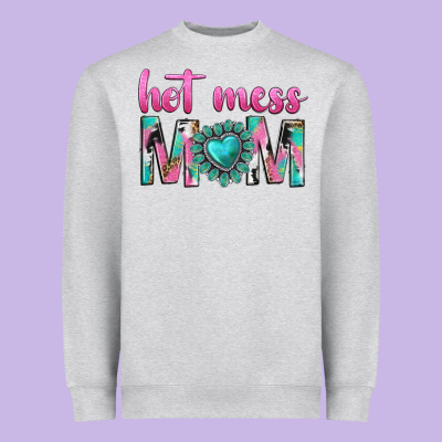 Hot Mess Mom Heavyweight Sweatshirt Designed By Texasbilliewilder