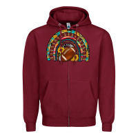 Burgundy football rainbow Zipper Hoodie - Artiststas