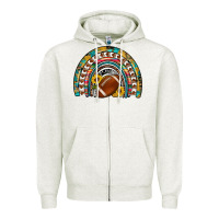 Oatmeal Heather football rainbow Zipper Hoodie - Artiststas