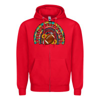 Red football rainbow Zipper Hoodie - Artiststas