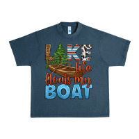 Midnight Navy lake life floats my boat Urban Heavy Tee - HRA Design Shop