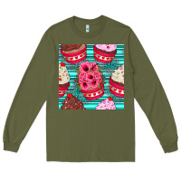 Army Green valentines day flower cupcakes and serape seamless pattern Long Sleeve Tee - BundleAndBundleShop