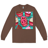 Chestnut valentines day flower cupcakes and serape seamless pattern Long Sleeve Tee - BundleAndBundleShop