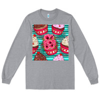 Heather Grey valentines day flower cupcakes and serape seamless pattern Long Sleeve Tee - BundleAndBundleShop