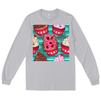 Moon Dust valentines day flower cupcakes and serape seamless pattern Long Sleeve Tee - BundleAndBundleShop