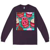 Plum valentines day flower cupcakes and serape seamless pattern Long Sleeve Tee - BundleAndBundleShop