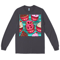 Smoke valentines day flower cupcakes and serape seamless pattern Long Sleeve Tee - BundleAndBundleShop