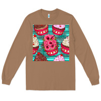 Toasted Coconut valentines day flower cupcakes and serape seamless pattern Long Sleeve Tee - BundleAndBundleShop