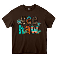 Chocolate Brown yee haw Heavy Core Tee - RacoonDesign