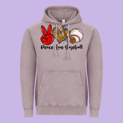 Peace Love Baseball Vintage Hoodie Designed By Zillion Design Studio