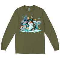 Army Green cute coffeecup snowmanand joy Long Sleeve Tee - AdoDesignShop