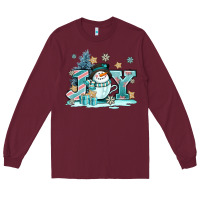 Burgundy cute coffeecup snowmanand joy Long Sleeve Tee - AdoDesignShop