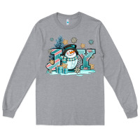 Heather Grey cute coffeecup snowmanand joy Long Sleeve Tee - AdoDesignShop