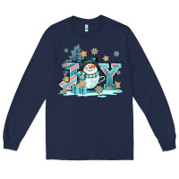 Navy cute coffeecup snowmanand joy Long Sleeve Tee - AdoDesignShop