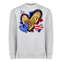 Heather Grey American flag heart leopard Heavyweight Sweatshirt - Zillion Design Studio