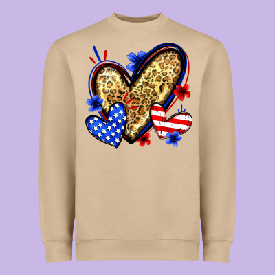 American Flag Heart Leopard Heavyweight Sweatshirt Designed By Zillion Design Studio