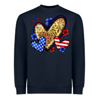 Navy American flag heart leopard Heavyweight Sweatshirt - Zillion Design Studio