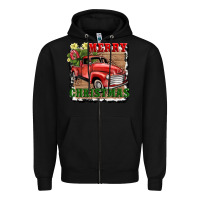 Black merry christmas with truck Zipper Hoodie - AdoDesignShop