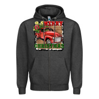 Charcoal Heather merry christmas with truck Zipper Hoodie - AdoDesignShop