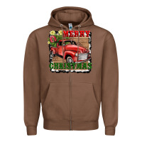 Chestnut merry christmas with truck Zipper Hoodie - AdoDesignShop