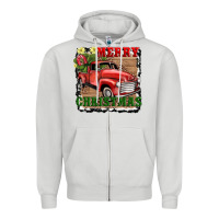 Dove Grey merry christmas with truck Zipper Hoodie - AdoDesignShop