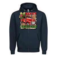 Navy merry christmas with truck Zipper Hoodie - AdoDesignShop