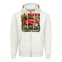 Oatmeal Heather merry christmas with truck Zipper Hoodie - AdoDesignShop