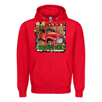 Red merry christmas with truck Zipper Hoodie - AdoDesignShop