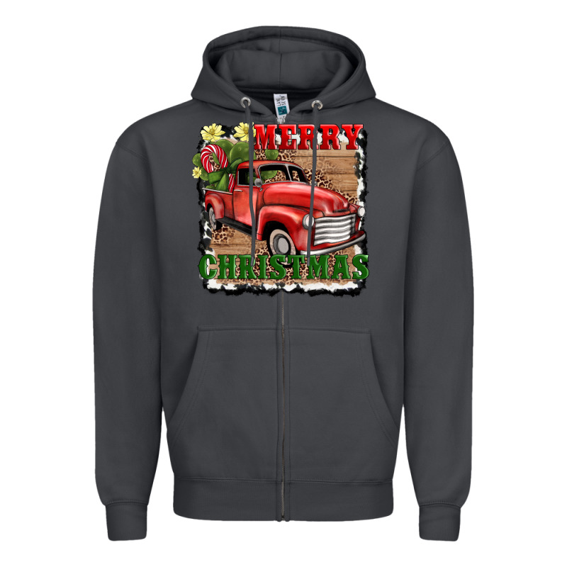 Merry Christmas With Truck Zipper Hoodie by AdoDesignShop | Teevron