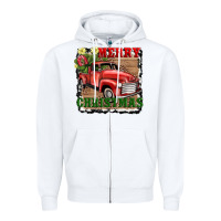 White merry christmas with truck Zipper Hoodie - AdoDesignShop