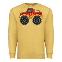 Antique Gold monster truck with flames Premium Sweatshirt - MaliasSmallBusiness