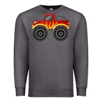 Charcoal Heather monster truck with flames Premium Sweatshirt - MaliasSmallBusiness