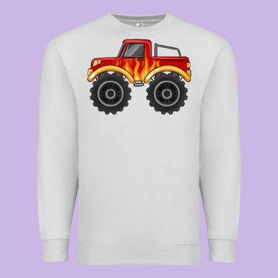 Monster Truck With Flames Premium Sweatshirt Designed By Maliassmallbusiness