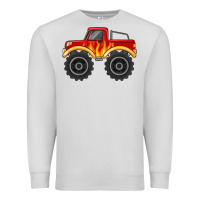 Dove Grey monster truck with flames Premium Sweatshirt - MaliasSmallBusiness