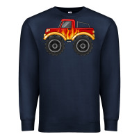 Navy monster truck with flames Premium Sweatshirt - MaliasSmallBusiness
