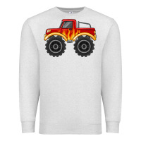 Oatmeal Heather monster truck with flames Premium Sweatshirt - MaliasSmallBusiness