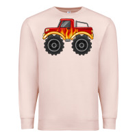 Pale Pink monster truck with flames Premium Sweatshirt - MaliasSmallBusiness
