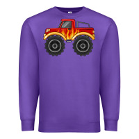 Purple monster truck with flames Premium Sweatshirt - MaliasSmallBusiness