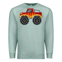 Seafoam monster truck with flames Premium Sweatshirt - MaliasSmallBusiness
