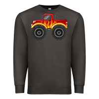 Smoke monster truck with flames Premium Sweatshirt - MaliasSmallBusiness