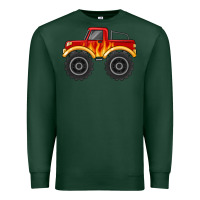 Sports Green monster truck with flames Premium Sweatshirt - MaliasSmallBusiness