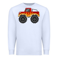 White monster truck with flames Premium Sweatshirt - MaliasSmallBusiness