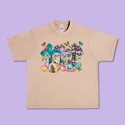 Western Rabbit With Cross And Flowers Urban Heavy Tee Designed By Neo Western