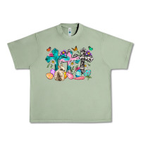 Oil Green Western rabbit with Cross and flowers Urban Heavy Tee - Neo Western