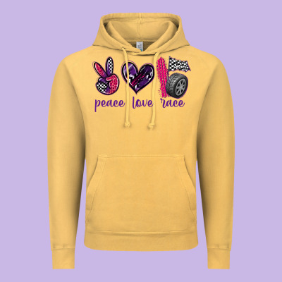 Peace Love Race Vintage Hoodie Designed By Texasbilliewilder
