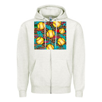 Oatmeal Heather softball Zipper Hoodie - Artiststas