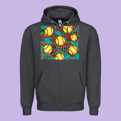 Softball Zipper Hoodie Designed By Artiststas